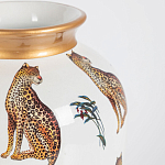 Ваза белая овальная с рисунком леопардов и золотыми акцентами LEOPARD Collection варинант исполнения - 1 | Loft Concept в Орле