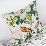 Декоративная подушка бежевая с изображением птица в саду Blooming Birds варинант исполнения - 3 | Loft Concept в Орле