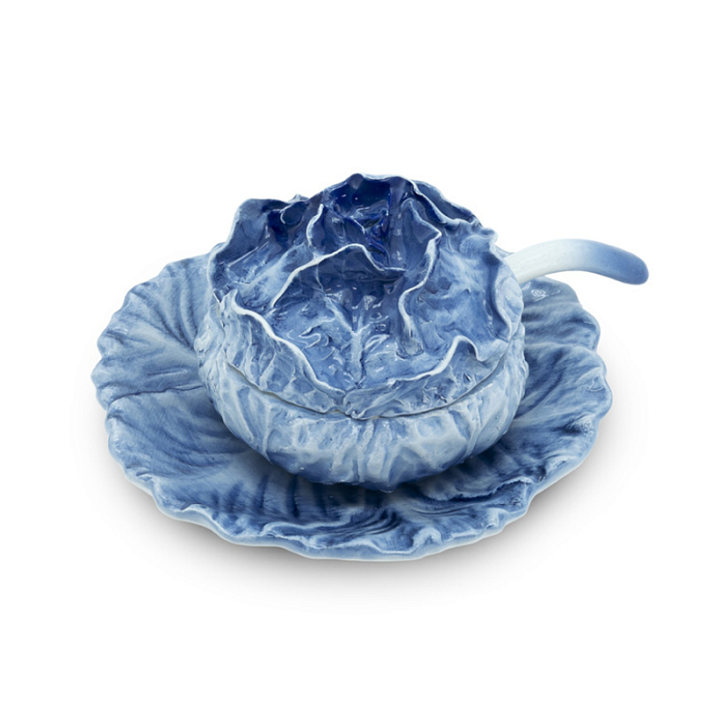 Супница SOUP BOWL CABBAGE SMALL W/PLATE D13 Blue Сапфирово-синий Супница SOUP BOWL CABBAGE SMALL W/PLATE D13 Blue Сапфирово-синий в Орле | Loft Concept
