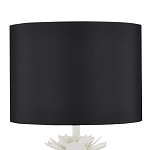 Настольная лампа с декором в виде белого цветка магнолии на каркасе и черным абажуром White Magnolia варинант исполнения - 2 | Loft Concept в Орле