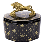 Шкатулка черного цвета с крышкой с фигуркой льва Eden Garden варинант исполнения - 1 | Loft Concept в Орле