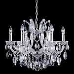 Люстра подвесная с 6-ю лампочками и прозрачными хрустальными подвесками на хромированном основании Crystal lamps варинант исполнения - 1 | Loft Concept в Орле