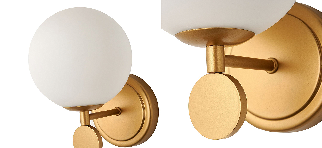 Бра с белым круглым плафоном Glowing Clouds Gold Бра с белым круглым плафоном Glowing Clouds Gold - Loft-Concept в Орле