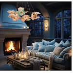 Люстра круглая на золотом каркасе с цветочным декором Miscellaneous herbs варинант исполнения - 6 | Loft Concept в Орле