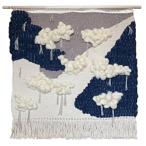 Гобелен из шерсти черно-белый Облака