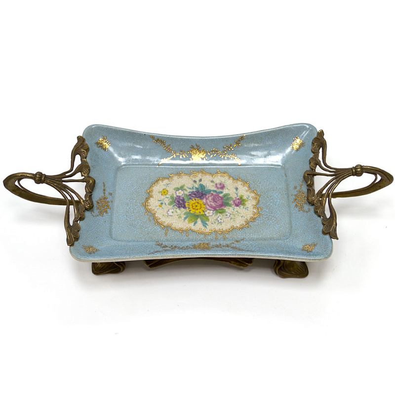Поднос Pale Blue Tray Голубой пастельный Бронза в Орле | Loft Concept 