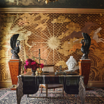 Обои ручная роспись в стиле Арт-деко Deco Dawn Bas Relief on Deep Rich Gold gilded paper варинант исполнения - 1 | Loft Concept в Орле