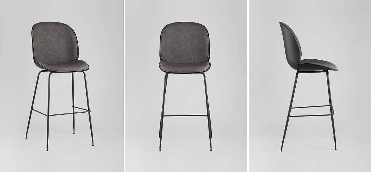Стул Барный Винтажная Серая Экокожа Vendramin Bar Chair Стул Барный Винтажная Серая Экокожа Vendramin Bar Chair - Loft-Concept в Орле