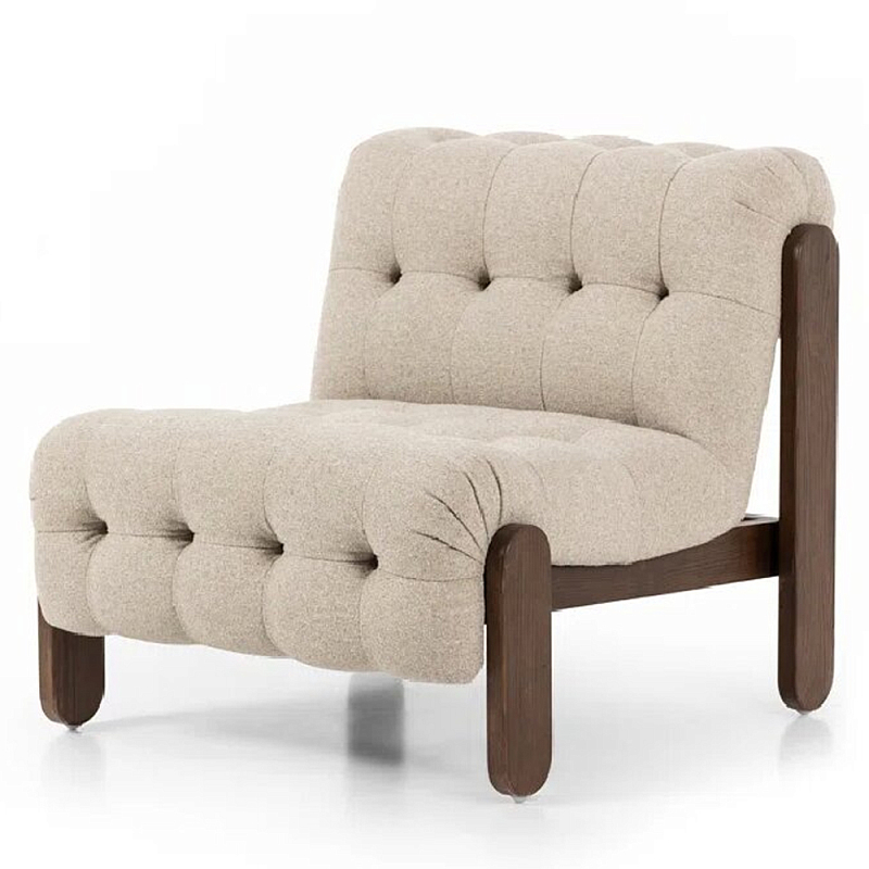 Кресло с деревянным каркасом и обивкой из ткани букле Medieval Furniture Молочный Кресло с деревянным каркасом и обивкой из ткани букле Medieval Furniture Молочный в Орле | Loft Concept