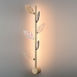 Бра с золотистой вертикальной трубкой и декоративными прозрачными листьями из стекла Sylva  варинант исполнения - 4 | Loft Concept в Орле