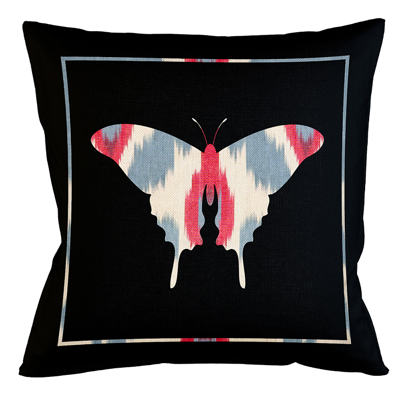 Подушка декоративная бабочка с узором красного и серого цвета Ikat Pattern Синий Бежевый Черный Зеленый Подушка декоративная бабочка с узором красного и серого цвета Ikat Pattern Синий Бежевый Черный Зеленый в Орле | Loft Concept