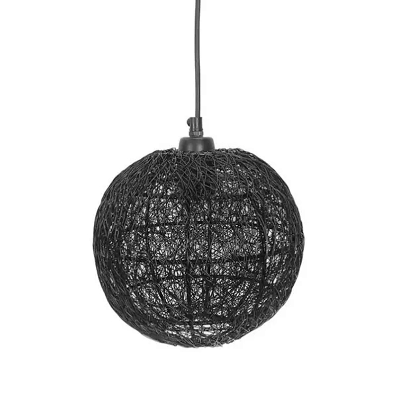 Подвесной светильник с плетеным металлическим абажуром в форме шара Wicker Iron Lamp Черный Подвесной светильник с плетеным металлическим абажуром в форме шара Wicker Iron Lamp Черный в Орле | Loft Concept