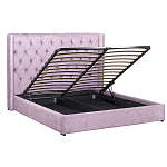 Кровать двуспальная фиолетовая с основанием из массива дерева с мягким изголовьем Velour Beds варинант исполнения - 2 | Loft Concept в Орле