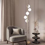 Торшер на золотом основании с 5-ю белыми шарообразными плафонами Bubble варинант исполнения - 4 | Loft Concept в Орле