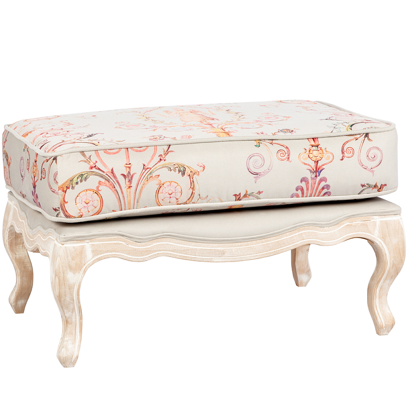 Мягкая банкетка из массива бука серая с растительным орнаментом Raffael Grey Floral Banquette Светло-серый Бежевый Мульти Мягкая банкетка из массива бука серая с растительным орнаментом Raffael Grey Floral Banquette Светло-серый Бежевый Мульти в Орле | Loft Concept