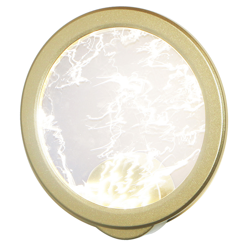 Светодиодное бра круглой формы с металлической рамой золотого цвета Marble Glow матовое золото Белый Светодиодное бра круглой формы с металлической рамой золотого цвета Marble Glow матовое золото Белый в Орле | Loft Concept