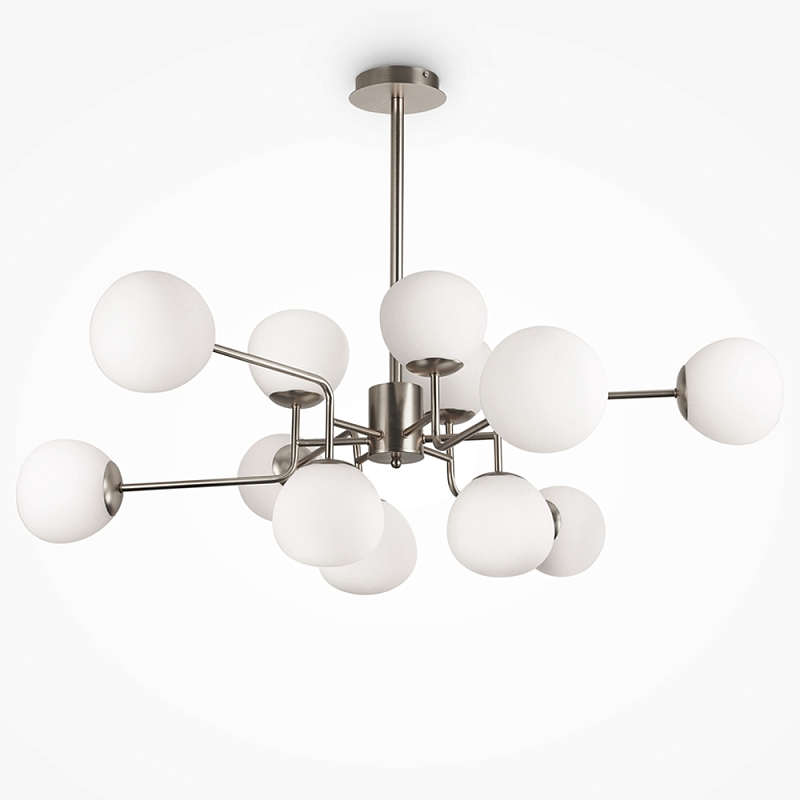 Люстра Tiepolo Ball Chandelier Nickel 12 Никель Белый в Орле | Loft Concept 