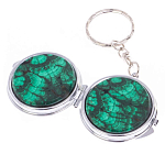 Зеркало брелок карманное двухстороннее из натурального камня Малахит Stone Mirrors варинант исполнения - 5 | Loft Concept в Орле