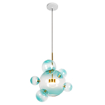 Подвесной светильник с прозрачными бирюзовыми стеклянными шарами и золотыми деталями Диаметр 46 Giopato & Coombes варинант исполнения - 1 | Loft Concept в Орле