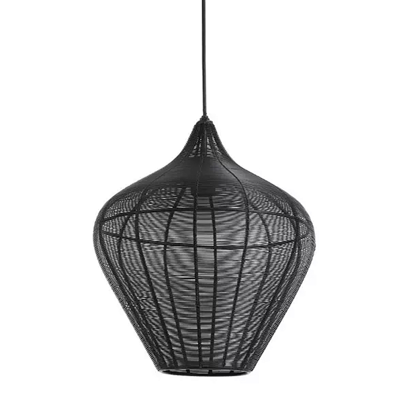 Подвесной светильник в форме купола с плетеным металлическим абажуром Wicker Iron Lamp Черный Подвесной светильник в форме купола с плетеным металлическим абажуром Wicker Iron Lamp Черный в Орле | Loft Concept