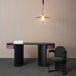 Дизайнерский письменный стол овальной формы с 2-мя выдвижными ящиками по бокам Parsec варинант исполнения - 1 | Loft Concept в Орле