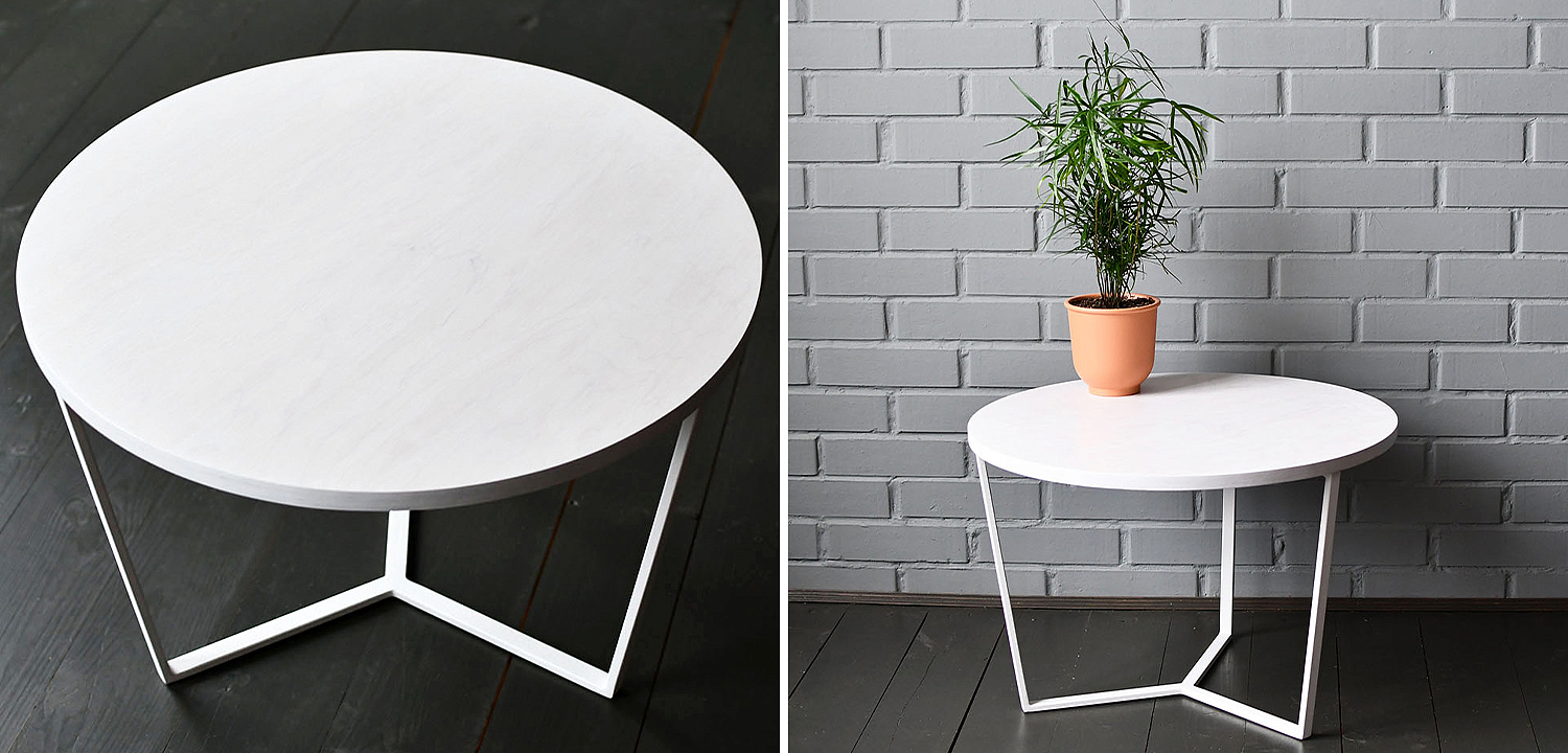 Кофейный стол Thea White Industrial Metal Rust Coffee Table Кофейный стол Thea White Industrial Metal Rust Coffee Table - Loft-Concept в Орле