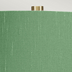 Настольная лампа с белым фигурным основанием на латунном основании и зеленым тканевым конусным абажуром Elstead Lighting варинант исполнения - 2 | Loft Concept в Орле