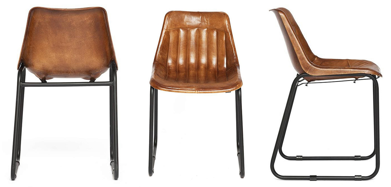 Стул из кожи буйвола Industrial leather dining chair - Loft-Concept в Орле