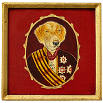 Картина в квадратной раме Chinoiserie Labrador Dog Red Portrait варинант исполнения - 1 | Loft Concept в Орле