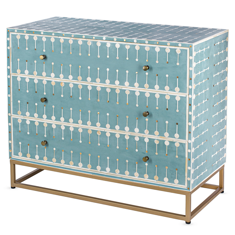 Комод голубой кость BONE INLAY 3 DRAWER ivory ( слоновая кость ) Голубой пастельный Бронза Комод голубой кость BONE INLAY 3 DRAWER ivory ( слоновая кость ) Голубой пастельный Бронза в Орле | Loft Concept
