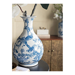 Ваза с мотивами цветущего сада с попугаями Blue Vase Inspired by Nature варинант исполнения - 6 | Loft Concept в Орле