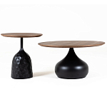Столик журнальный с круглой деревянной столешницей на черном фактурном основании Bourgeon варинант исполнения - 3 | Loft Concept в Орле