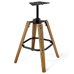 Барный стул со спинкой и металлической подставкой на 4-х деревянных ножках Зеленый Велюр Vendramin Chair варинант исполнения - 4 | Loft Concept в Орле