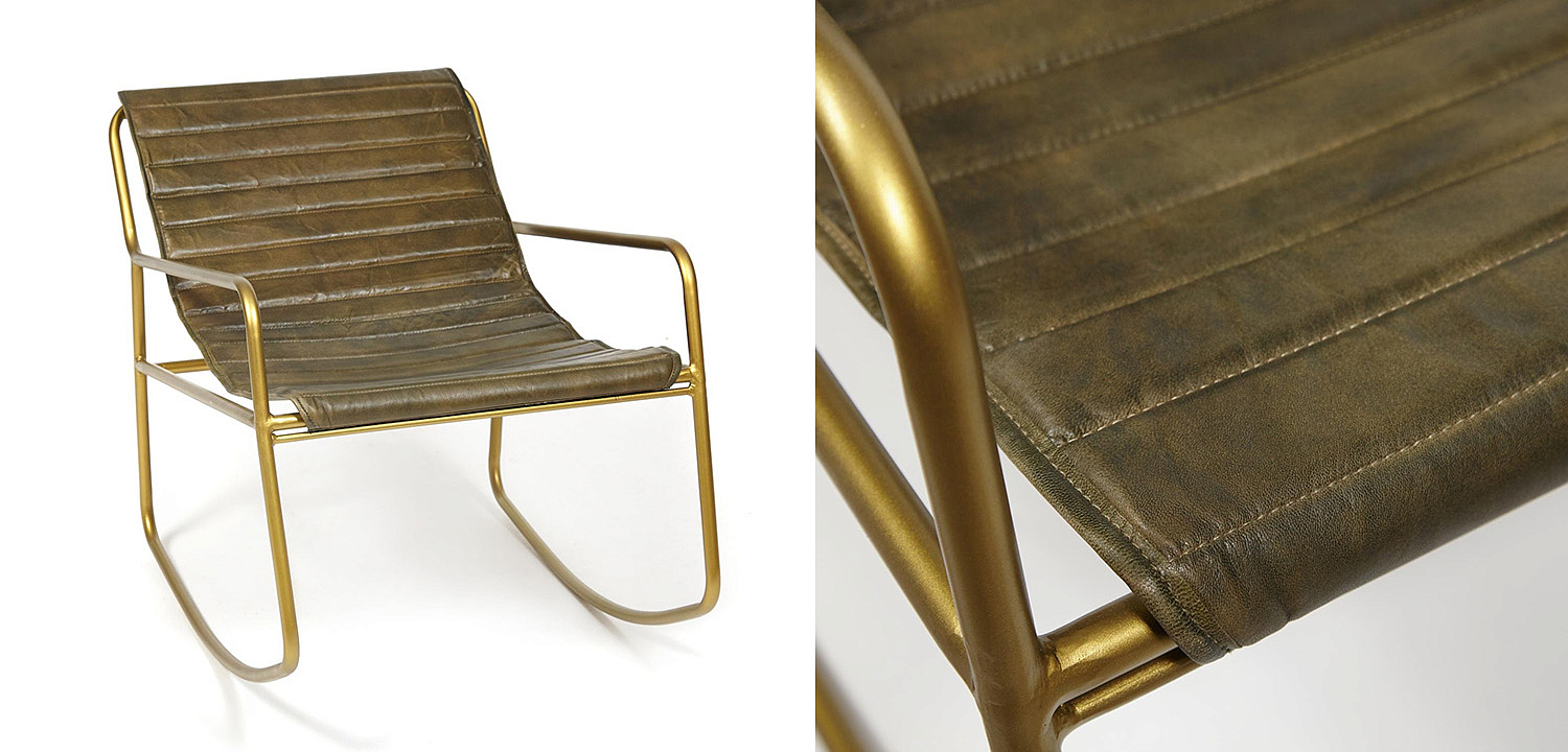 Кресло-качалка Industrial buffalo leather rocking chair Кресло-качалка Industrial buffalo leather rocking chair - Loft-Concept в Орле