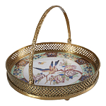 Блюдо фарфоровое с бронзовой ручкой Paradise Dish with Handle варинант исполнения - 1 | Loft Concept в Орле