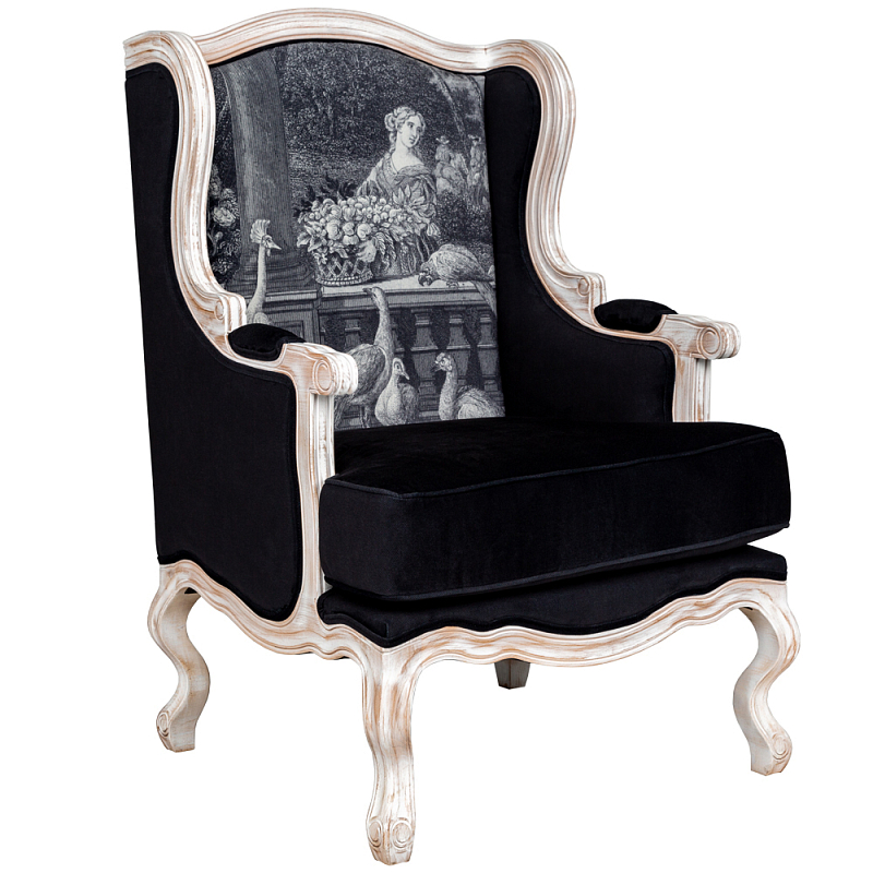 Кресло Vincennes Armchair Черно-белый Белый винтажная патина Кресло Vincennes Armchair Черно-белый Белый винтажная патина в Орле | Loft Concept