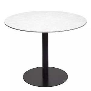 Круглый обеденный стол с белой мраморной столешницей White Tabletop on Black Base