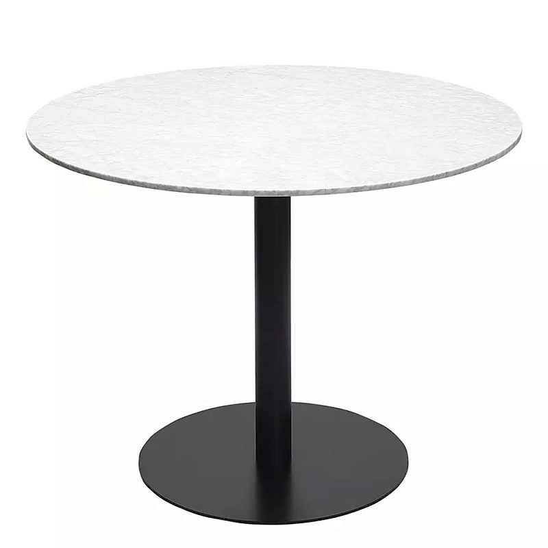 Круглый обеденный стол с белой мраморной столешницей White Tabletop on Black Base Белый Черный в Орле | Loft Concept 