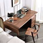 Стол рабочий округлой формы с 3-мя ящиками  Working Moonnut Table варинант исполнения - 6 | Loft Concept в Орле