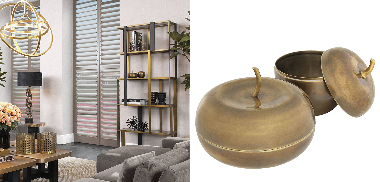 Комплект шкатулок Eichholtz Box Apple Set of 2 brass Комплект шкатулок Eichholtz Box Apple Set of 2 brass - Loft-Concept в Орле