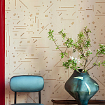 Обои с вышивкой ручной работы Glyph Original colourway on wool sateen варинант исполнения - 2 | Loft Concept в Орле