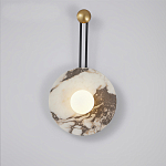 Бра круглое с каменным основанием и плафоном из стекла в форме шара Shaw Marble Lighting варинант исполнения - 1 | Loft Concept в Орле