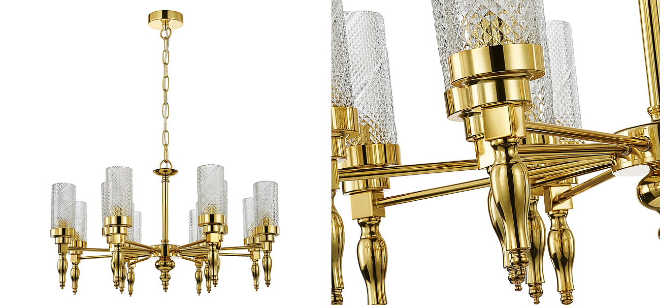 Люстра золотого цвета Balusters D70 см Люстра золотого цвета Balusters D70 см - Loft-Concept в Орле