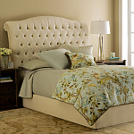 Кровать двуспальная бежевая с основанием из массива дуба с мягким изголовьем Flax Beds варинант исполнения - 1 | Loft Concept в Орле