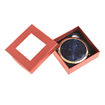 Зеркало карманное круглое двухстороннее из натурального камня Содалит в подарочной упаковке Gold Stone Mirrors варинант исполнения - 3 | Loft Concept в Орле