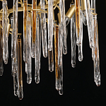 Люстра линейная золотого цвета с декоративными ветвями и длинными стеклянными подвесками в форме сосулек Droplet Chandelier варинант исполнения - 5 | Loft Concept в Орле