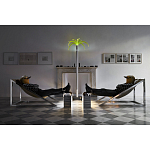 Дизайнерское кресло на металлическом каркасе с подставкой для ног Poltronova Mies Armchair варинант исполнения - 12 | Loft Concept в Орле