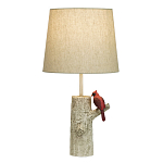 Настольная лампа с тканевым абажуром и основанием в виде птицы на дереве Simurq варинант исполнения - 1 | Loft Concept в Орле