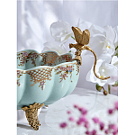 Чаша из голубого фарфора на бронзовых ножках с рисунком цветов и фигурками стрекоз Blue Garden варинант исполнения - 6 | Loft Concept в Орле