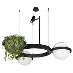 Подвесной светильник с 2-мя шарообразными плафонами и цилиндрическим спотом Light of Еyes варинант исполнения - 6 | Loft Concept в Орле